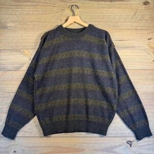 Vintage 2000s Jantzen Striped Grandpa Style Grunge Knit Sweater